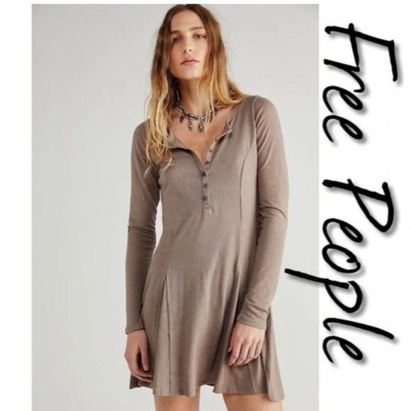 Free People Dresses & Skirts - Free People Beach Henley‎ mini dress taupe medium minimal